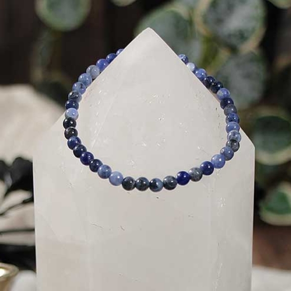 New Sodalite Bracelet Blue Sodalite Gemstone Bracelet Crystal Bead Bracelet - Picture 3 of 5